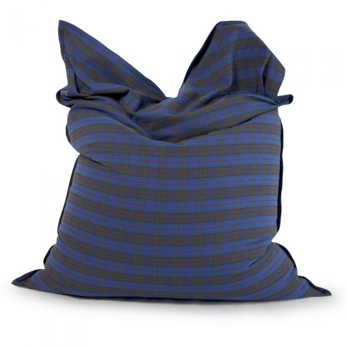 Large rectangular pillow arcadia dream bean bag in blue and grey check