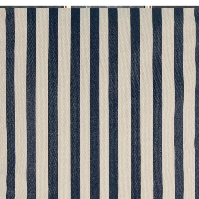 Close up of the blue and white stripe material