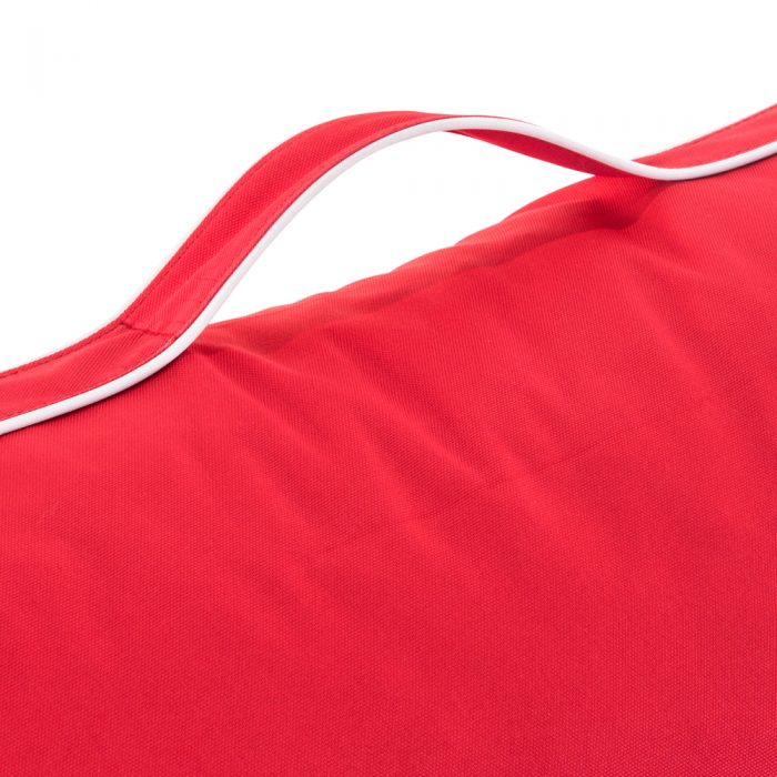 Close up of the red coastal lounge bean bag handle