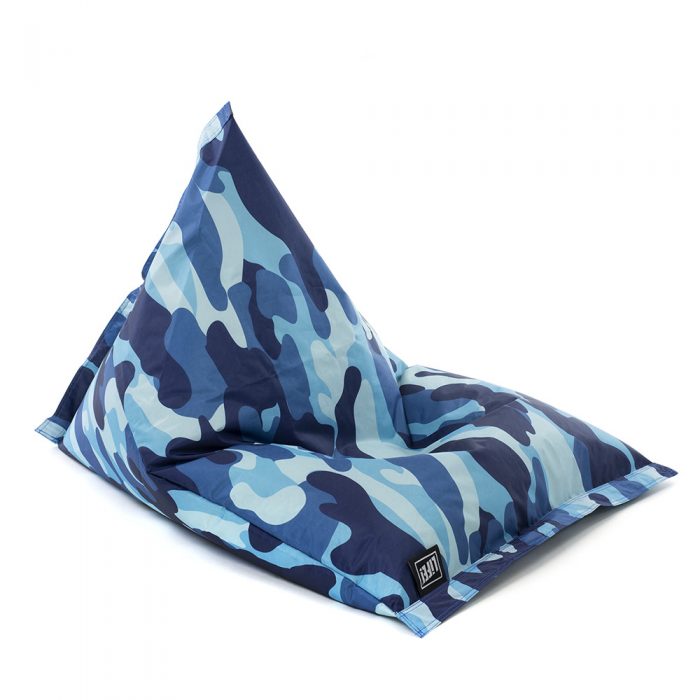 Blue camouflage print sunny boys shaped kids bean bag