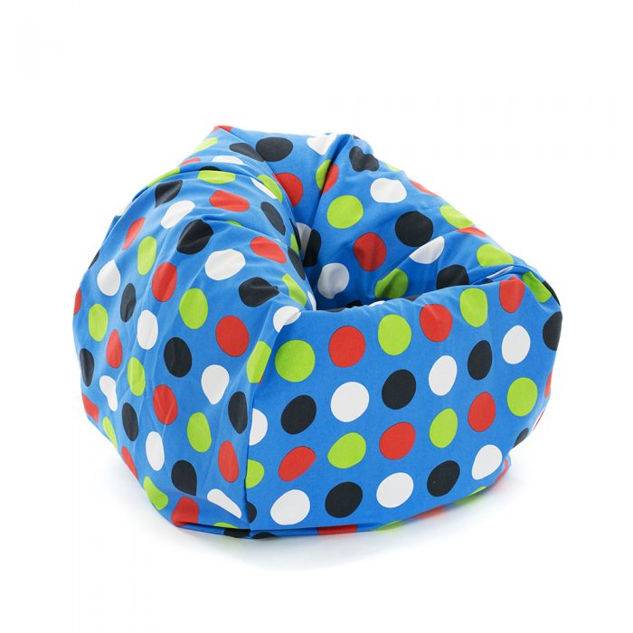Large blue spots polka dot tear drop shaped kids bean bag