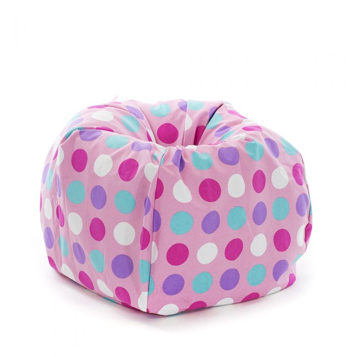 Large pink spots polka dot tear drop shaped kids bean bag