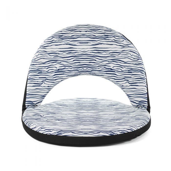 Blue and white wave marine print portable cushion recliner low beach chair seat