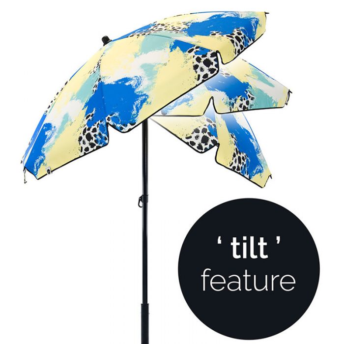 tilt feature on a brightly colored sun umbrella