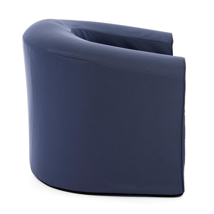 Side view of the crown blue pop lounge adult armchair foam seat