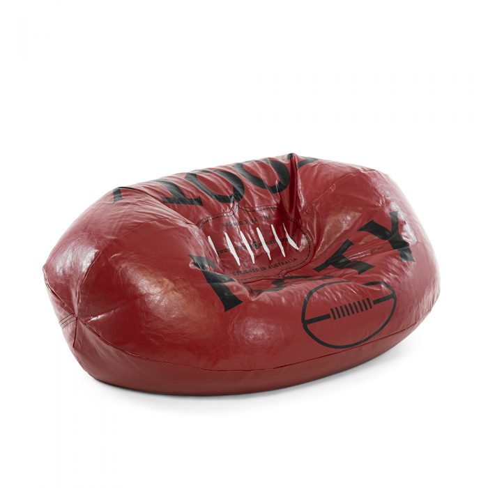 Oblique view of the large oval football bean bag