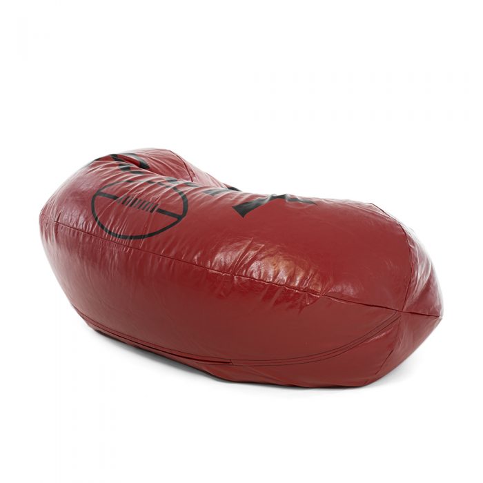 Back view of the large oval football shaped bean bag