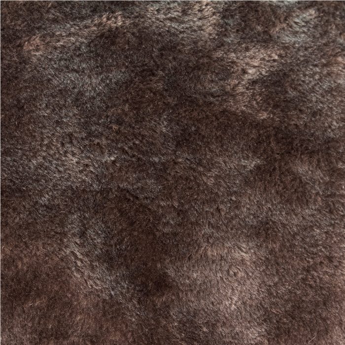 Close up of the chocolate brown faux fur bean bag material