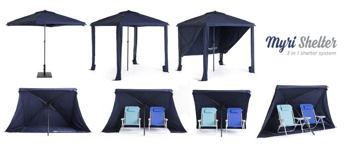 Myri 3 in 1 sun shelter Blue Gazebo Umbrella Cabana