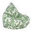 Tiki print tear drop ben bag with green leaves on a crisp white base