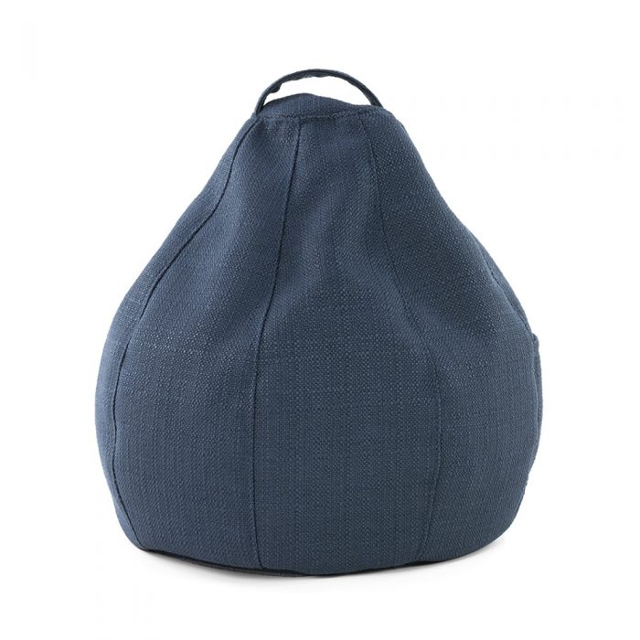 Blue linen look icrib showing shape and handle